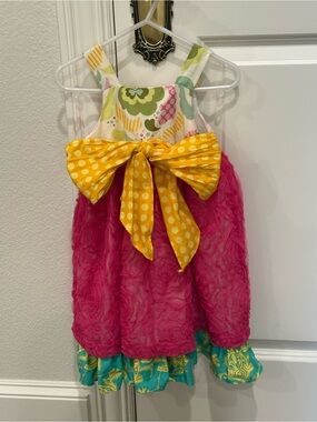 Baby Girls Boutique Peaches N Cream Pink Boho Rosette Party Dress 2T